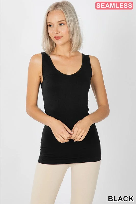 Seemless Scoop Neck Tank Top - Asst Colors by Zenana Athletic Women's 