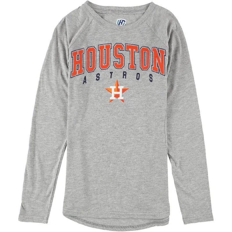 Hands High Womens Houston Astros Graphic T-Shirt, Grey, Small Dapper Women's 1920S