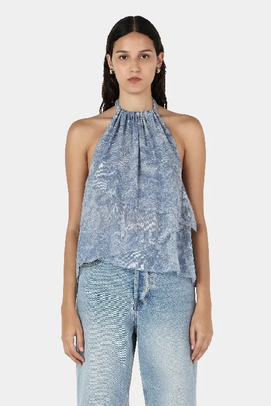 JOCELYN TOP - INDIGO PAISLEY Elegant Women's 