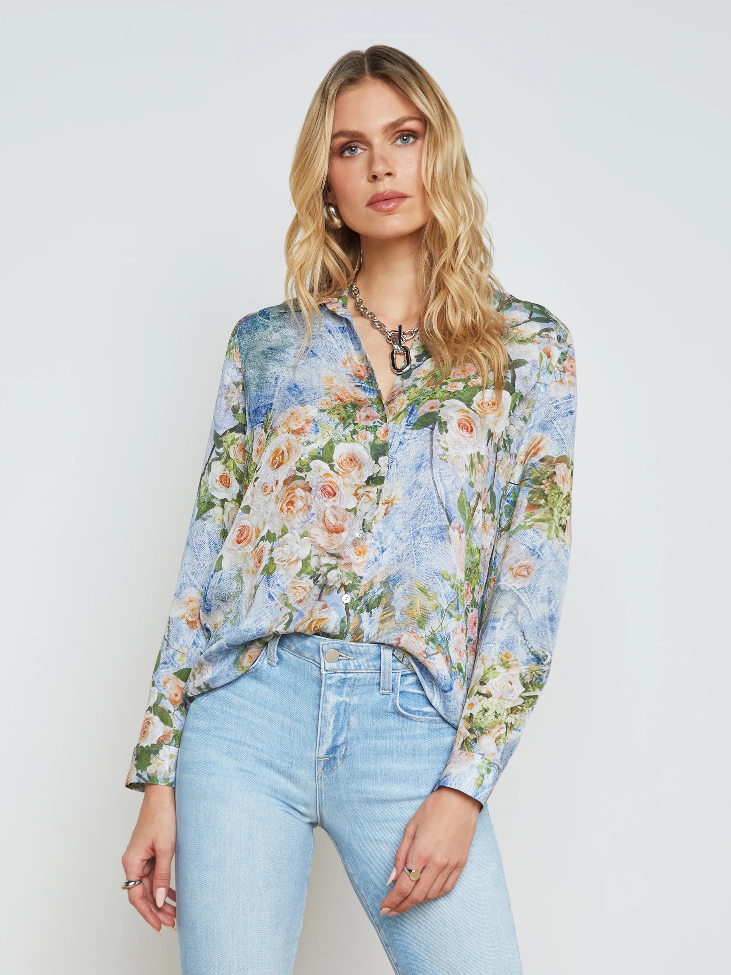 L'Agence Nina Silk Blouse Sophisticated Women's Tailored