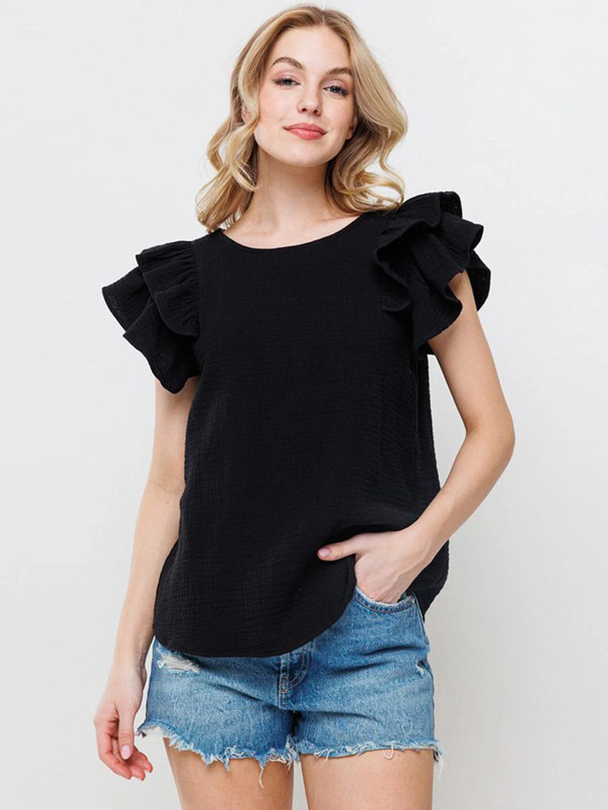 Ruffle Sleeve Tunic Blouse Dapper Women's 1920S
