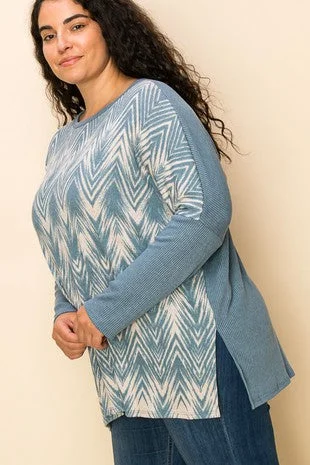 CHEVRON PRINT COLOR BLOCK TOP purpose