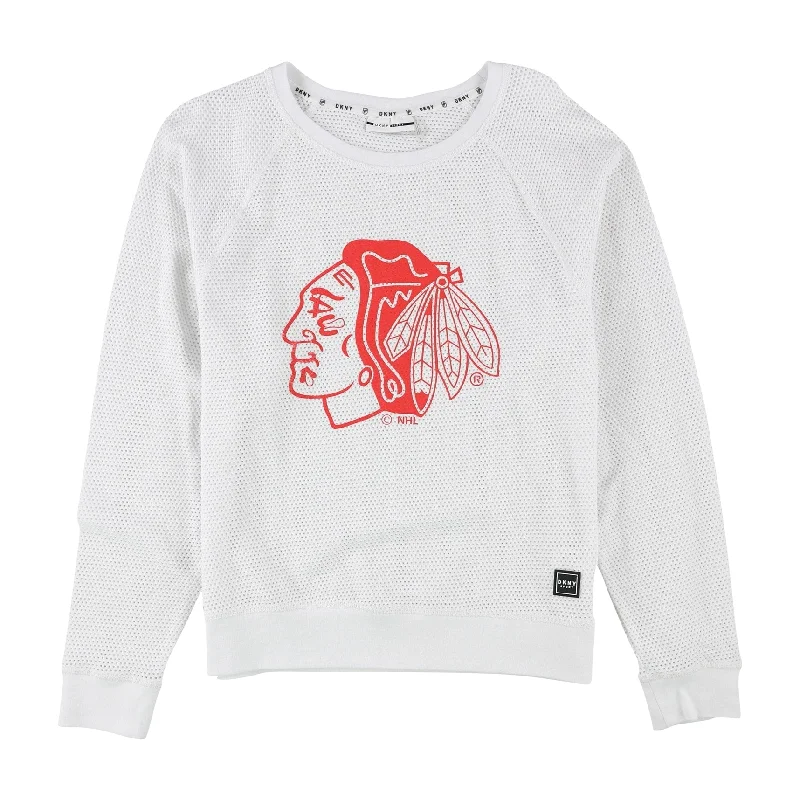 Dkny Womens Chicago Blackhawks Mesh Graphic T-Shirt Contemporary 