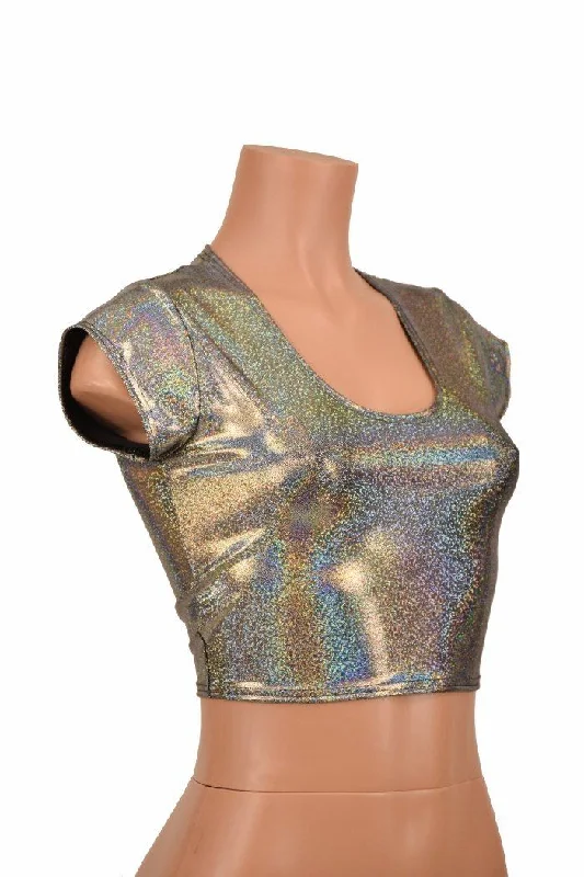Silver Cap Sleeve Crop Top Bohemian Women's Free
