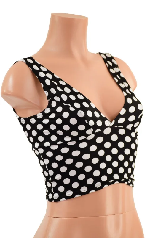 Midi Length Starlette Bralette in Black and White Polka Dot British Gentlewoman Style