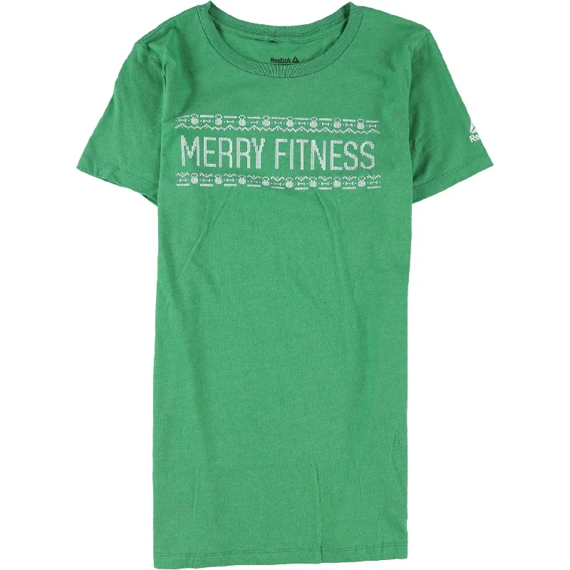 Reebok Womens Merry Fitness Graphic T-Shirt, Green, Large European