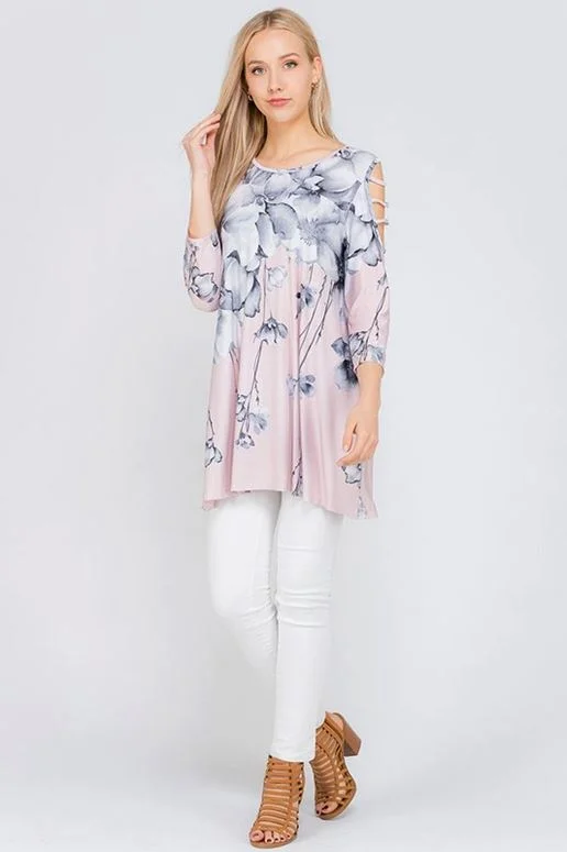 Flirty Girl Watercolor Floral Tunic - Blush Refined Women's Velvet