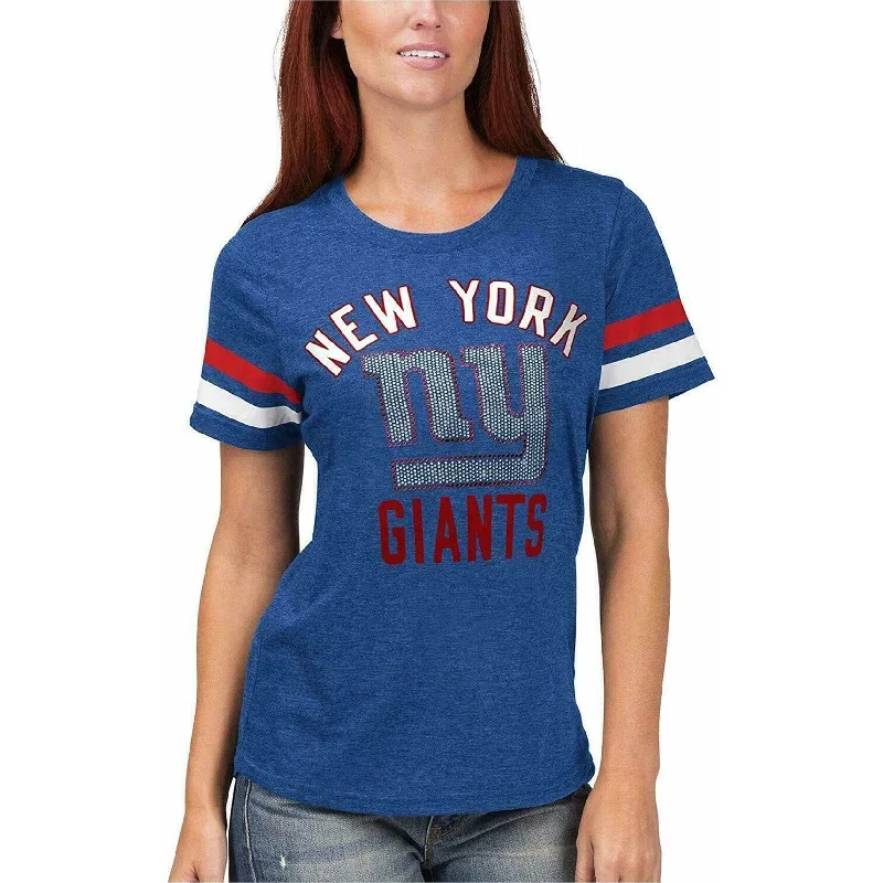 NFL Womens New York Giants Rhinestone Embellished T-Shirt, Blue, Small Casual Women's Loose - fitting NFL Womens New York Giants Rhinestone Embellished T-Shirt, Blue, Small Casual Women's Loose - fitting
