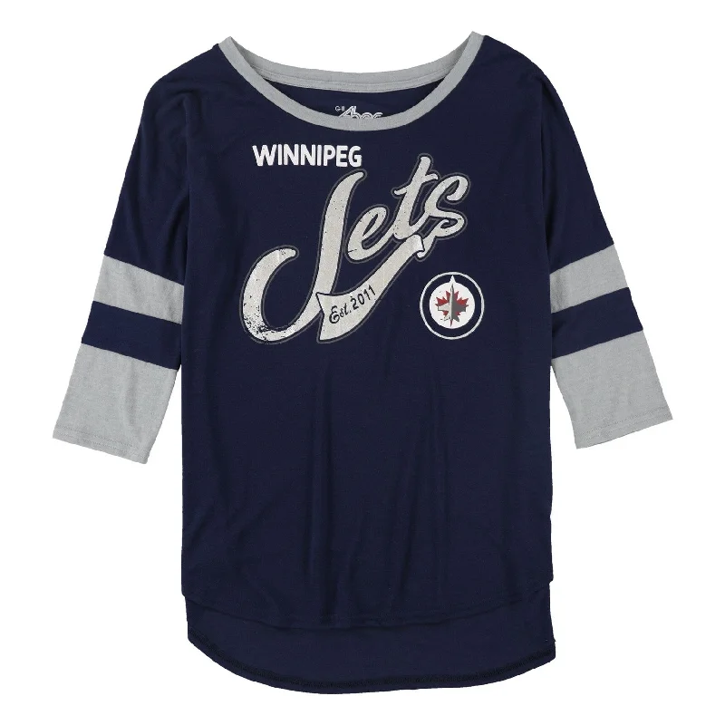 G-III Sports Womens Winnipeg Jets 3/4 Sleeve Graphic T-Shirt, Blue, Medium Sleek Women's G-III Sports Womens Winnipeg Jets 3/4 Sleeve Graphic T-Shirt, Blue, Medium Sleek Women's
