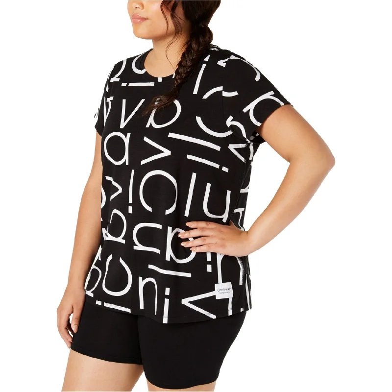 Calvin Klein Womens Logo Graphic T-Shirt, Black, 2X Australian Beach
