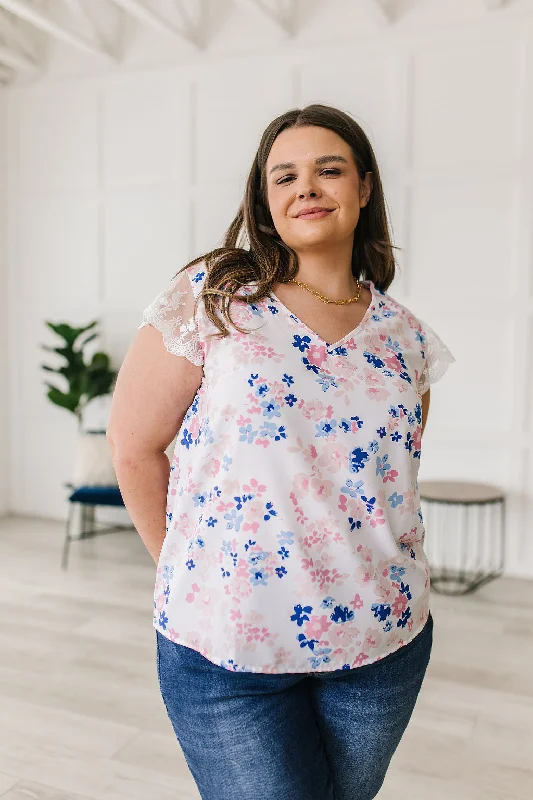 Still the One Lace Sleeve Floral Top Cashmere