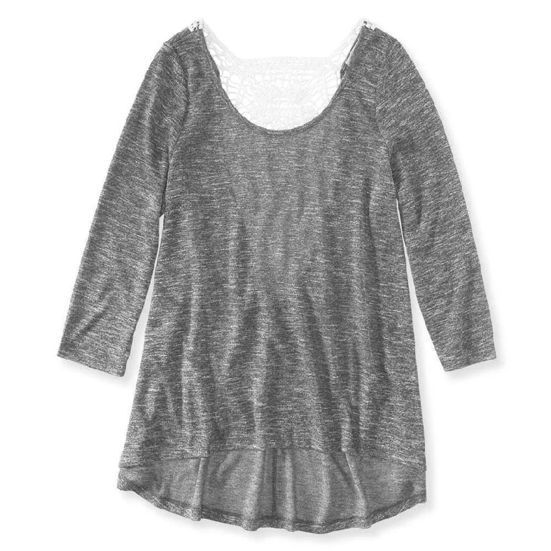 Aeropostale Womens Crochet-Back Embellished T-Shirt Cozy Women's Winter