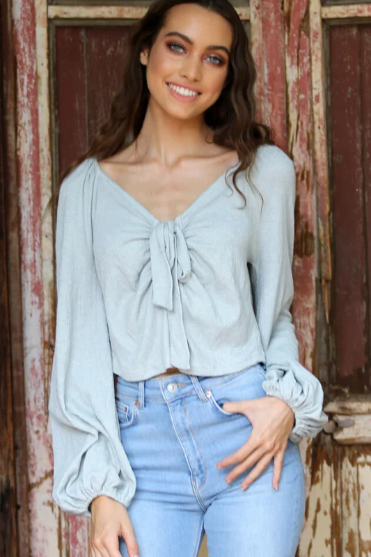 Angie Boho Crop Top - Light Green Bold Women's Statement