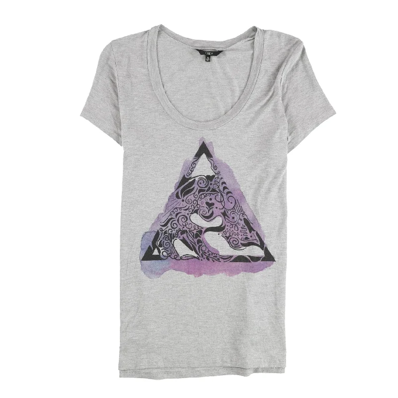 Obey Womens Triangle Graphic T-Shirt, Grey, X-Small Sophisticated Women's 