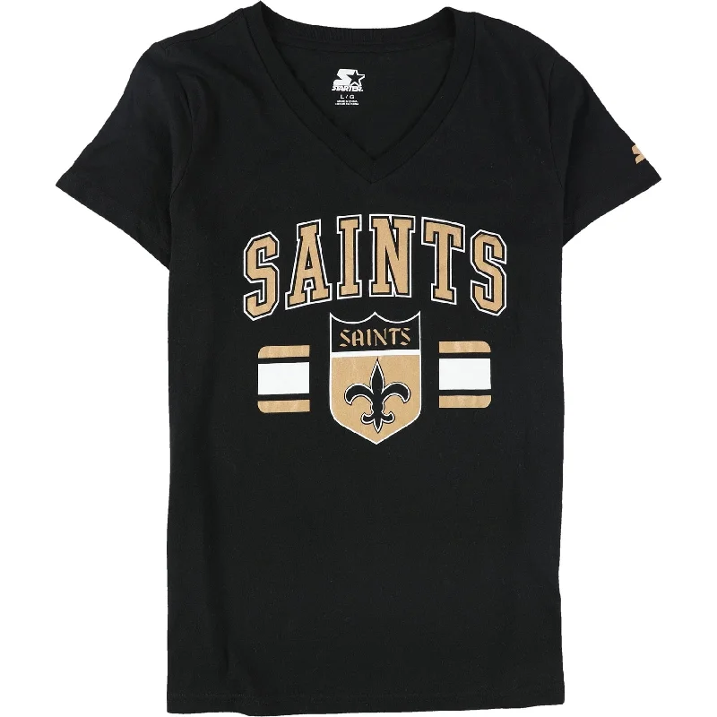 STARTER Womens New Orleans Saints Graphic T-Shirt, Black, Large Street