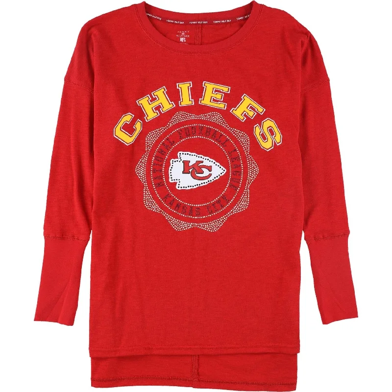 Tommy Hilfiger Womens Kansas City Chiefs Embellished T-Shirt, Red, Small Relaxed Women's Beachy Tommy Hilfiger Womens Kansas City Chiefs Embellished T-Shirt, Red, Small Relaxed Women's Beachy
