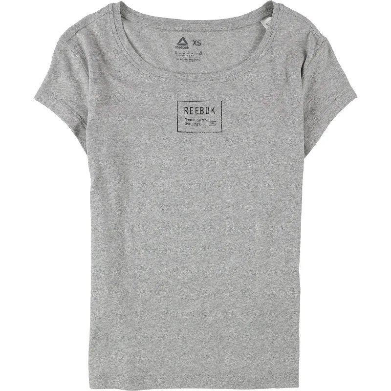 Reebok Womens Training Supply Graphic T-Shirt, Grey, X-Small Modern Women's 