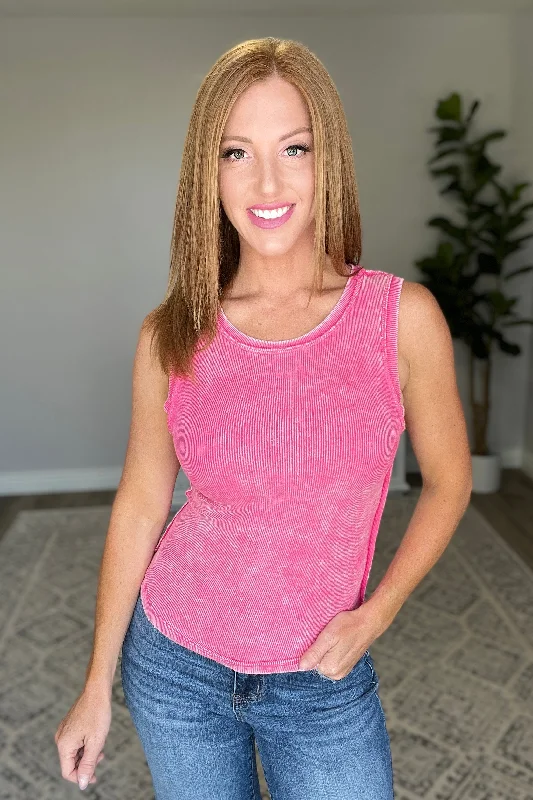 Ribbed Mineral Wash Fitted Tank in Fuchsia Rugged Women's Outdoor 