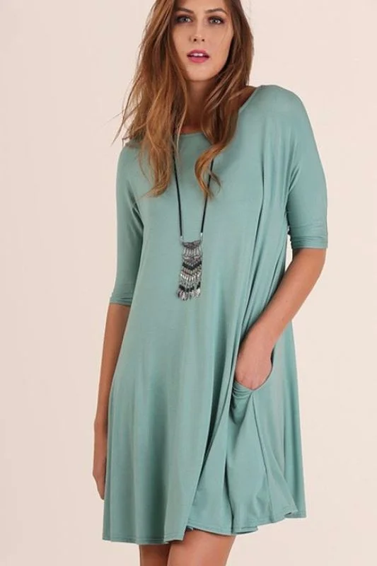 Umgee Pocket Swing Tunic - Dusty Mint Artistic Women's Avant - 
