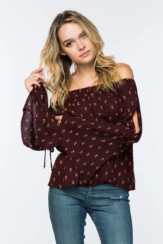 Timing Flower Print Off Shoulder Blouse Bold Women's Statement