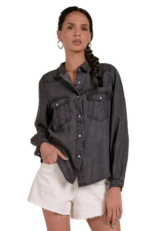 Black wash two pocket demin l/s shirt Monochromatic All - in - one