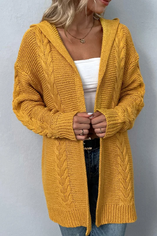 Hazel Cable-Knit Hooded Cardigan Disco