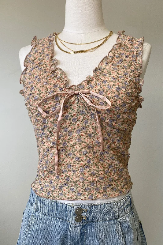 Ruched Floral Sleeveless Top Refined Women's Velvet