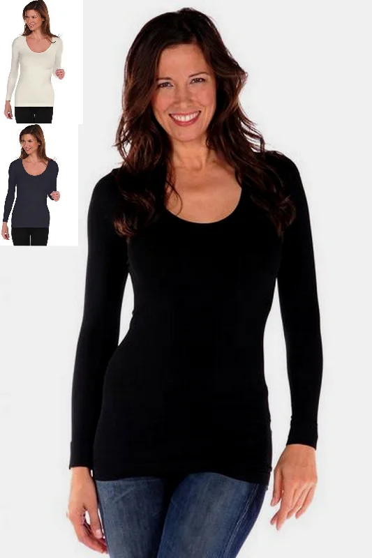 Tees by Tina Shapewear Long Sleeve Top - Black, Charcoal, Cream Refined Women's Hand - crafted