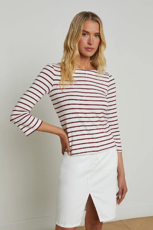 L'Agence Lucille Striped Boatneck Top garde