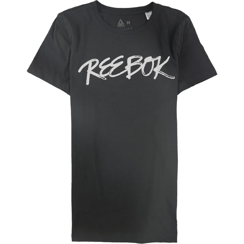 Reebok Womens Opp Script Graphic T-Shirt, Grey, Medium performance