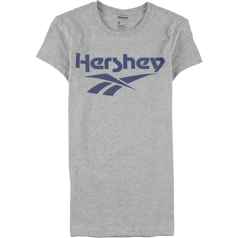 Reebok Womens Hershey Logo Graphic T-Shirt, Grey, Small Contemporary 