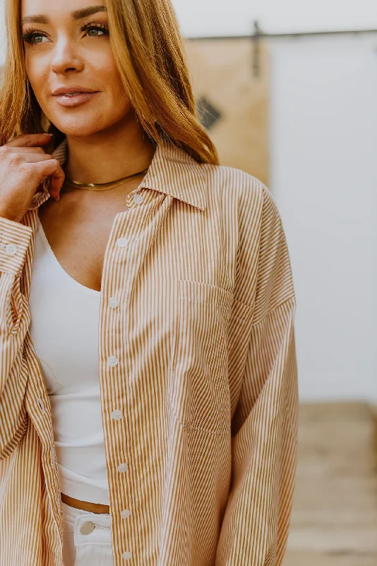 Easy On The Eyes Striped Button Up Cool Women's Distressed
