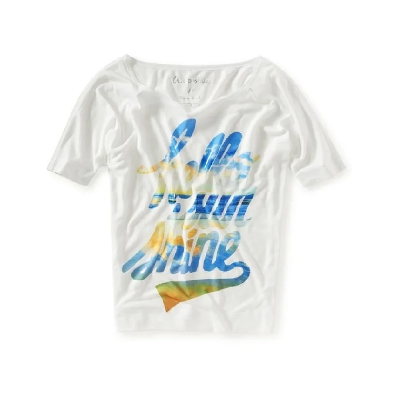 Aeropostale Womens Hello Sun Shine Graphic T-Shirt, White, X-Small Dapper Women's 1920S Aeropostale Womens Hello Sun Shine Graphic T-Shirt, White, X-Small Dapper Women's 1920S