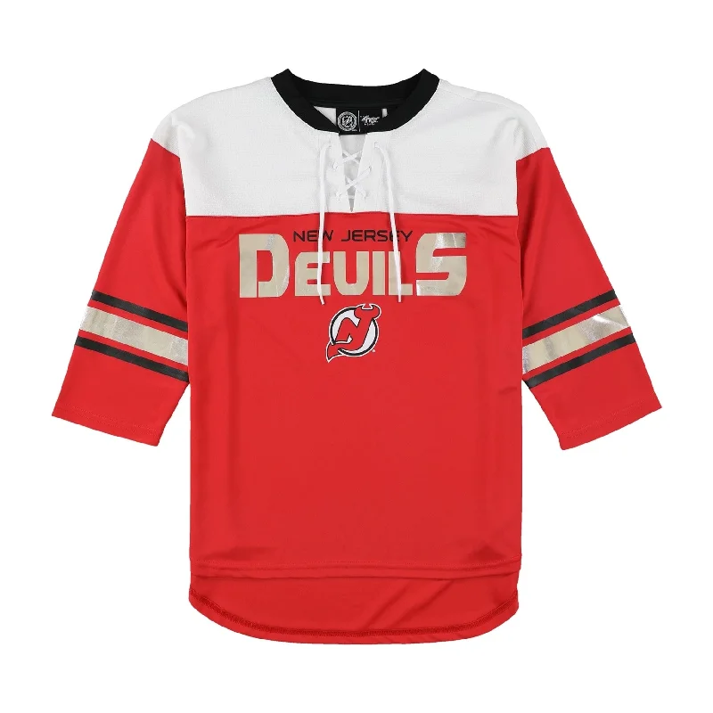 G-III Sports Womens New Jersey Devils Graphic T-Shirt, Red, Medium Elegant Women's 