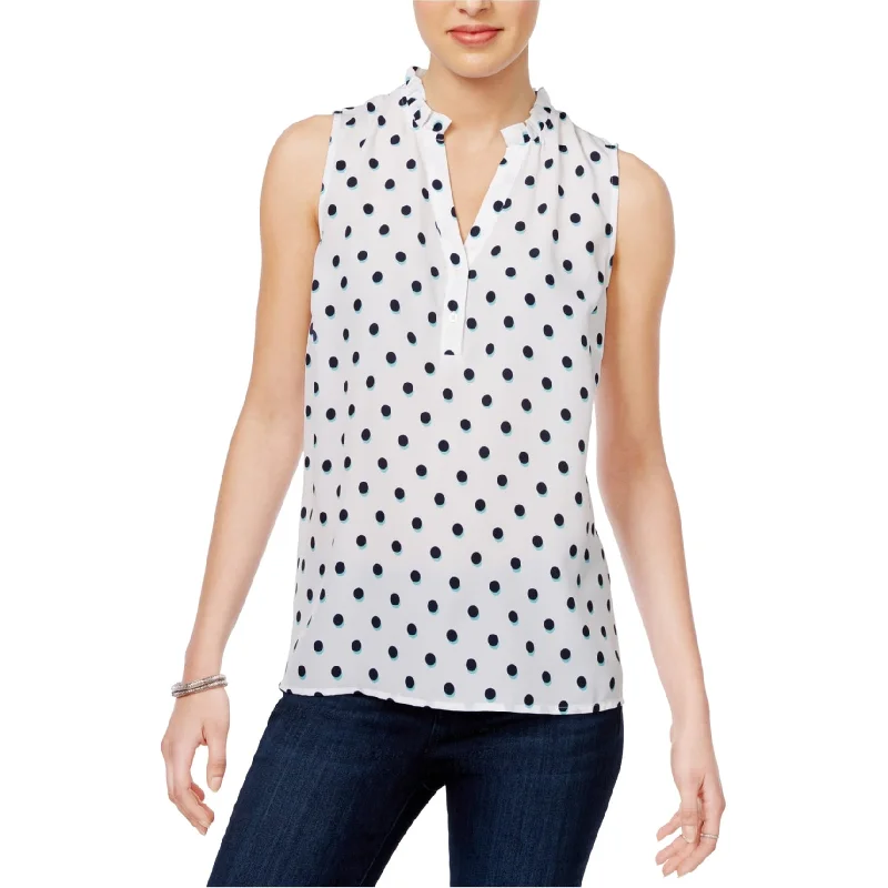 maison Jules Womens Ruffle-Neck Pullover Blouse, White, Medium Sophisticated Women's 