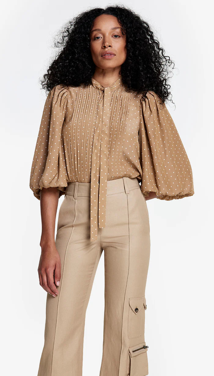 Smythe Pleated Tie Neck Blouse French