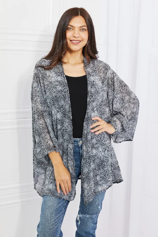 Snake Print Chiffon Kimono Sleek Women's Metallic