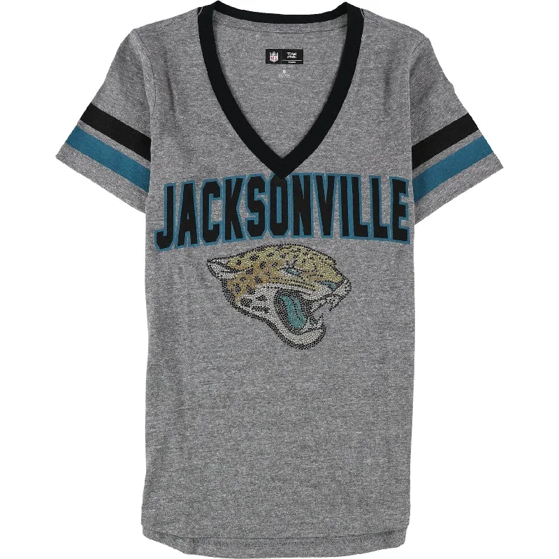 NFL Womens Jaguars Rhinestone Logo Embellished T-Shirt, Grey, Small Edgy Women's Punk NFL Womens Jaguars Rhinestone Logo Embellished T-Shirt, Grey, Small Edgy Women's Punk