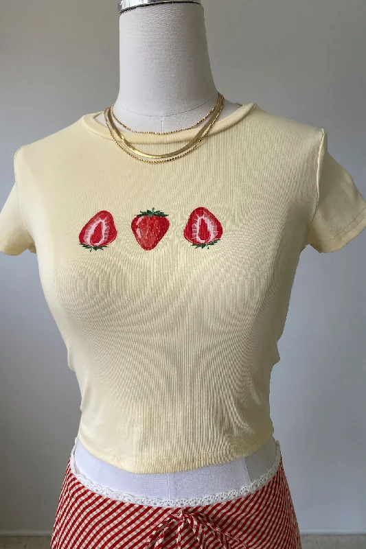 Strawberry Graphic Baby Tee Modern Women's 