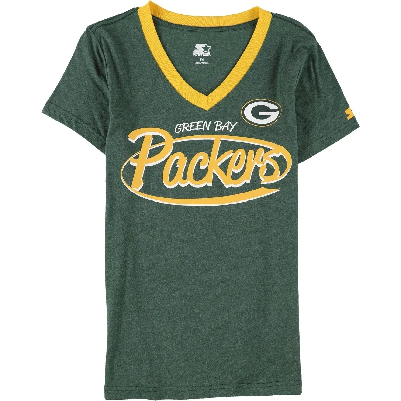 STARTER Womens Green Bay Packers Graphic T-Shirt, Green, Medium Modern Women's 