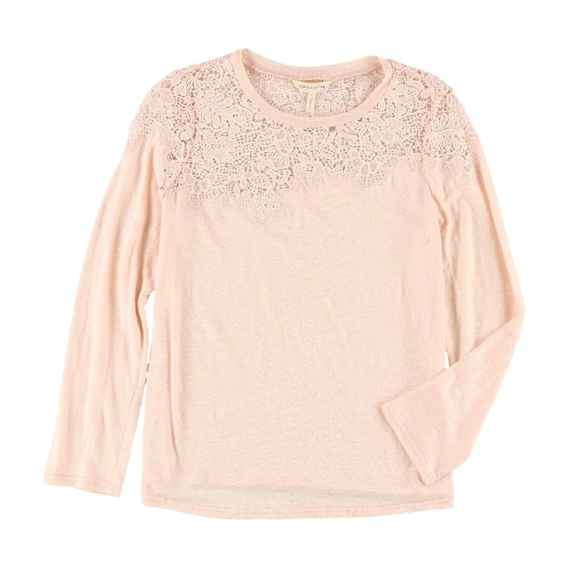 Rebecca Taylor Womens Arella Lace Basic T-Shirt, Pink, Large Business