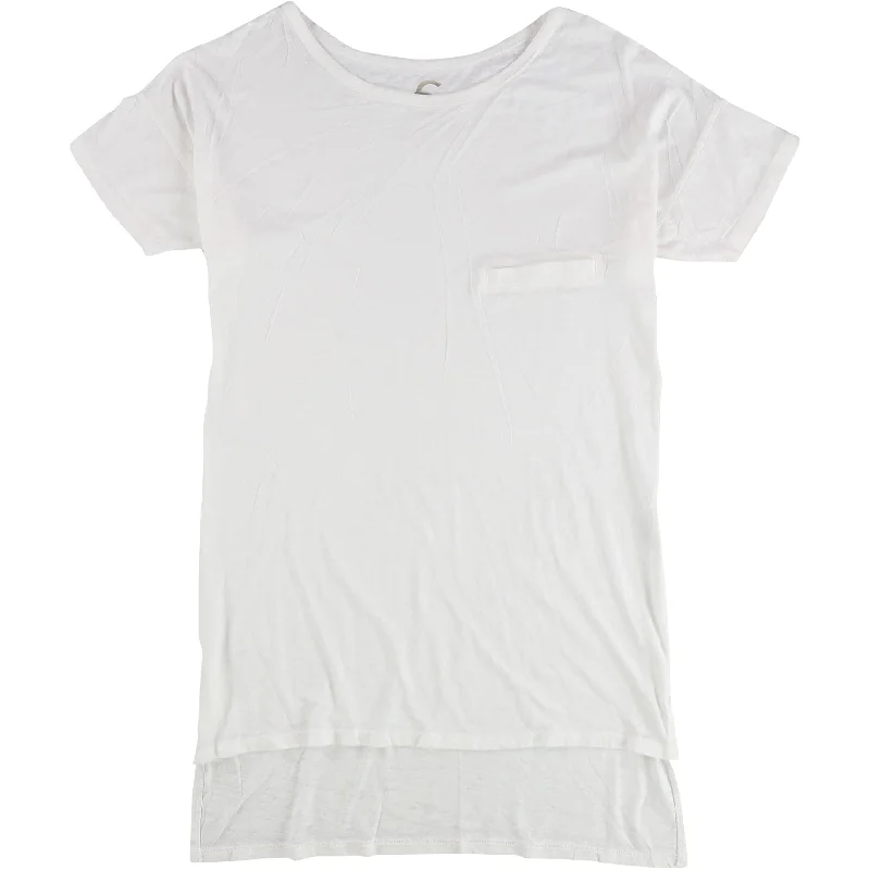 Chaser Collection Womens Solid Pocket Basic T-Shirt, White, Medium French