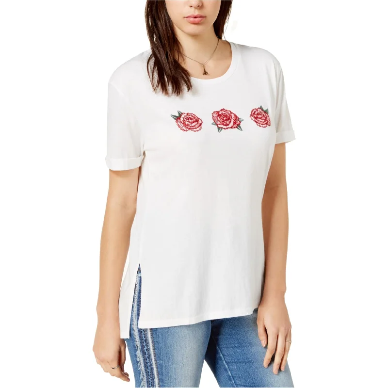 Carbon Copy Womens Rose Graphic-Print Basic T-Shirt Trendy Women's 