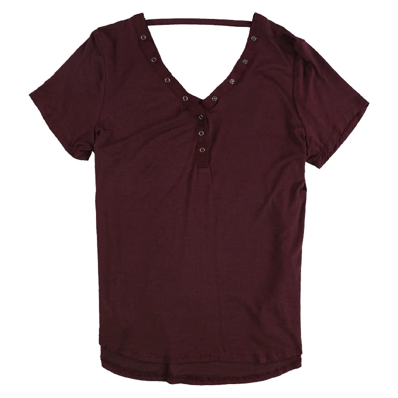 Glitz Womens Snap Front Basic T-Shirt, Purple, 2X Edgy Women's Punk