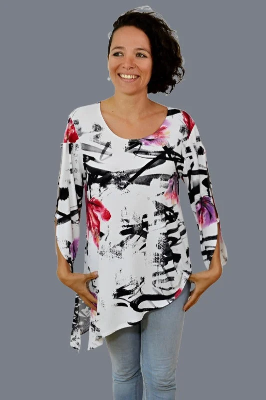 Sea & Anchor Ladies Asymmetrical Tunic - Red Purple Refined Women's 