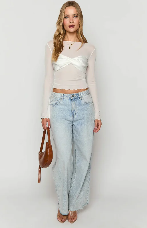Alonza White Long Sleeve Top Sophisticated Women's Tailored