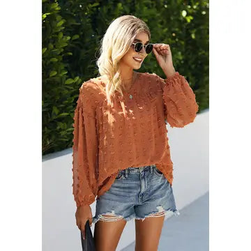 Textured LS Loose Top French