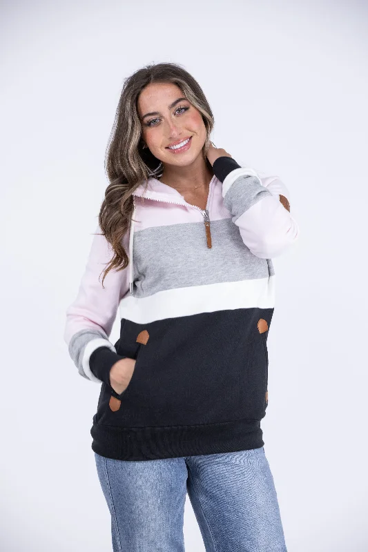 Suzon Women's Color Block Quarter Zip Hoodie *Final Sale* Sophisticated Women's Tailored