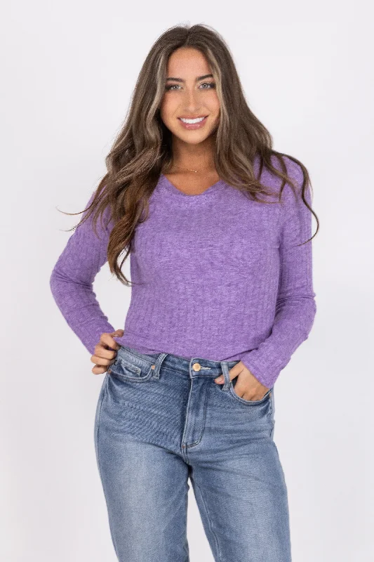 Sweeten Your Day Women's Slim-Fit Ribbed Long Sleeve Top *Final Sale* Confident Women's Power