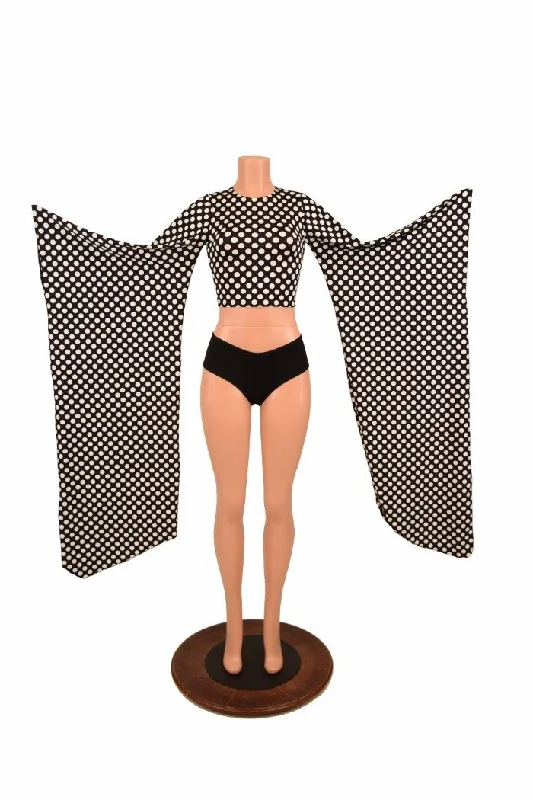 Black & White Kimono Crop Top Earthy Women's 